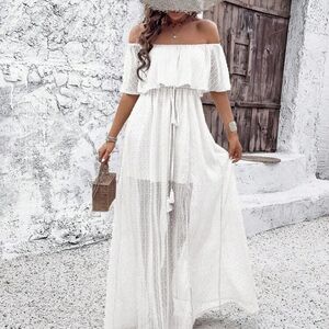 Elegant White Off-Shoulder Maxi Dress